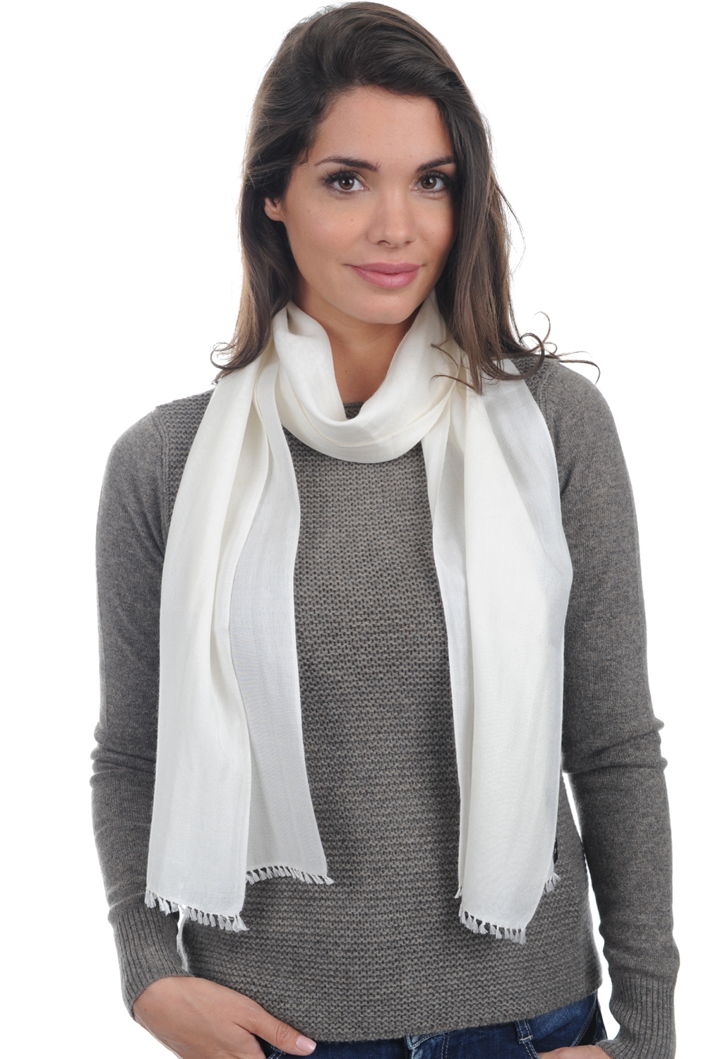 Cashmere & Seta cashmere donna sciarpe foulard scarva milk 170x25cm